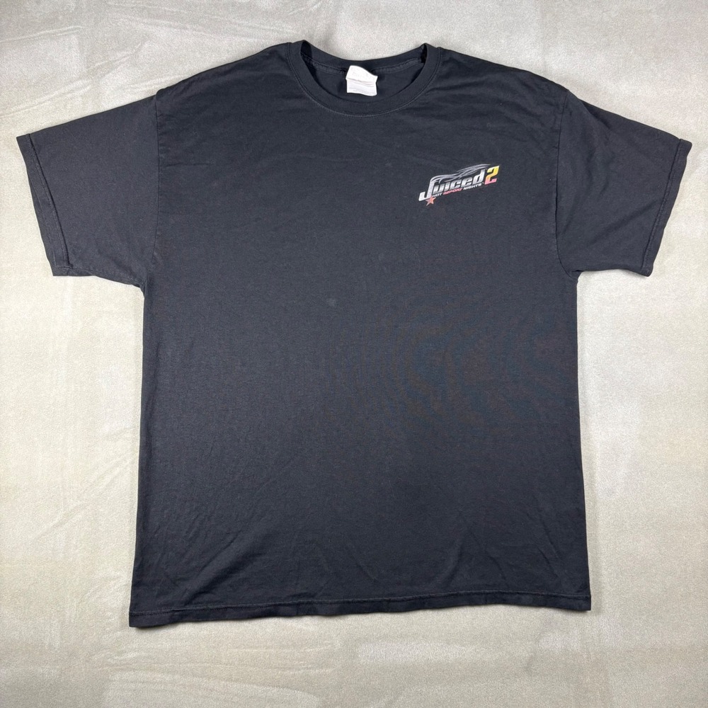 Vintage Juiced 2 Hot Import Nights T-Shirt Mens XL Black Y2K Racing Promo Hanes